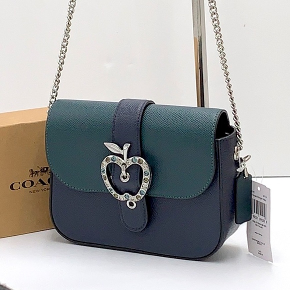 Gemma Crossbody In Colorblock With Apple Buckle FOREST MIDNIGHT NAVY COLOR